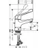 Hansgrohe Novus Einhebel-Waschtischmischer 70 langer Griff mit Ablaufgarnitur, Masszeichnung