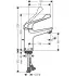 Hansgrohe Novus Einhebel-Waschtischmischer 100 langer Griff mit Ablaufgarnitur, Masszeichnung