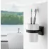 Smedbo House Zahnputzbecherhalter mit Porzellan, 98 mm schwarz, Muster