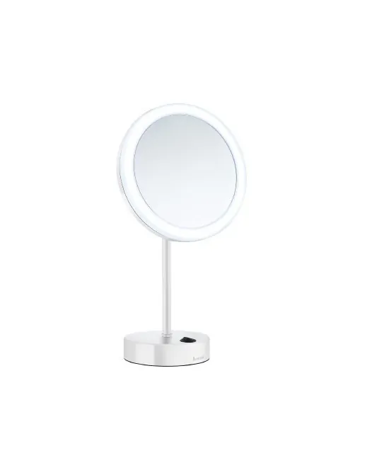 Smedbo Outline Kosmetikspiegel mit Dual LED - PMMA Standmodell, weiss