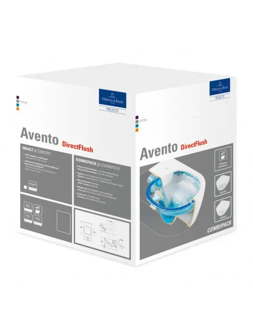 Avento Combi-Pack Wand-Tiefspül-WC mit WC-Sitz, DirectFlush, mit/ohne CeramikPlus