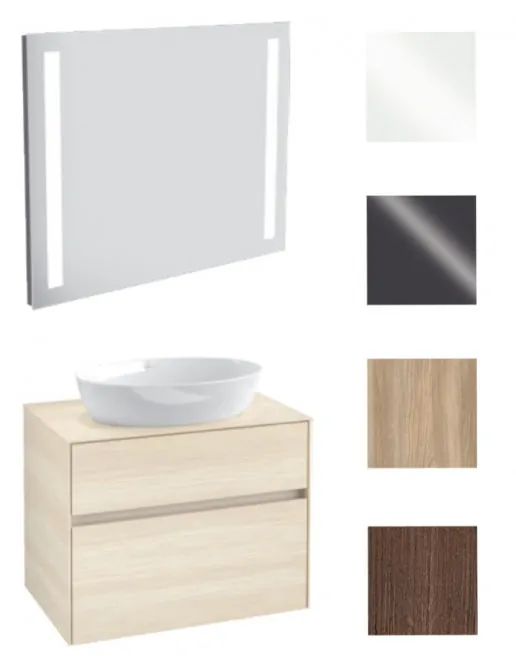 Villeroy & Boch Chic Möbel-Set mit Lichtspiegel, Waschtisch und Waschtischunterschrank 800 mm