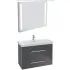 Villeroy & Boch Modern Möbel-Set mit LED-Spiegel, Waschtisch und Unterschrank 80cm, Crystal Grey
