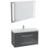Villeroy & Boch Modern Möbel-Set mit LED-Spiegel, Waschtisch und Unterschrank 100cm, Crystal Grey