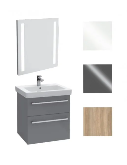Villeroy & Boch Trend Möbel-Set mit LED-Spiegel, Waschtisch und Unterschrank 60cm, mehrfarbig