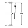 KWC ShowerCulture Duschgleitstangen-Set Style, L: 1100 mm, chrom, Masszeichnung